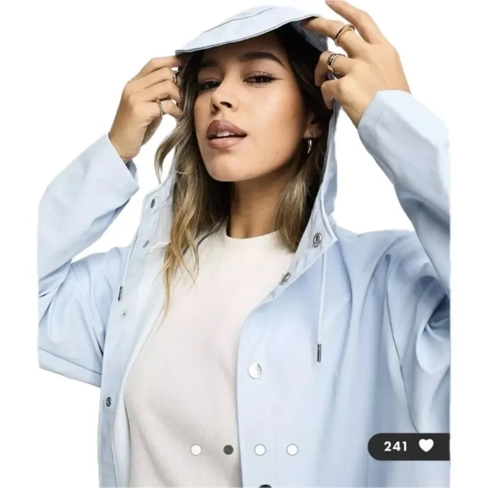 NWT Large Rains Unisex Waterproof Long Jacket Sky - Picture 3 of 10